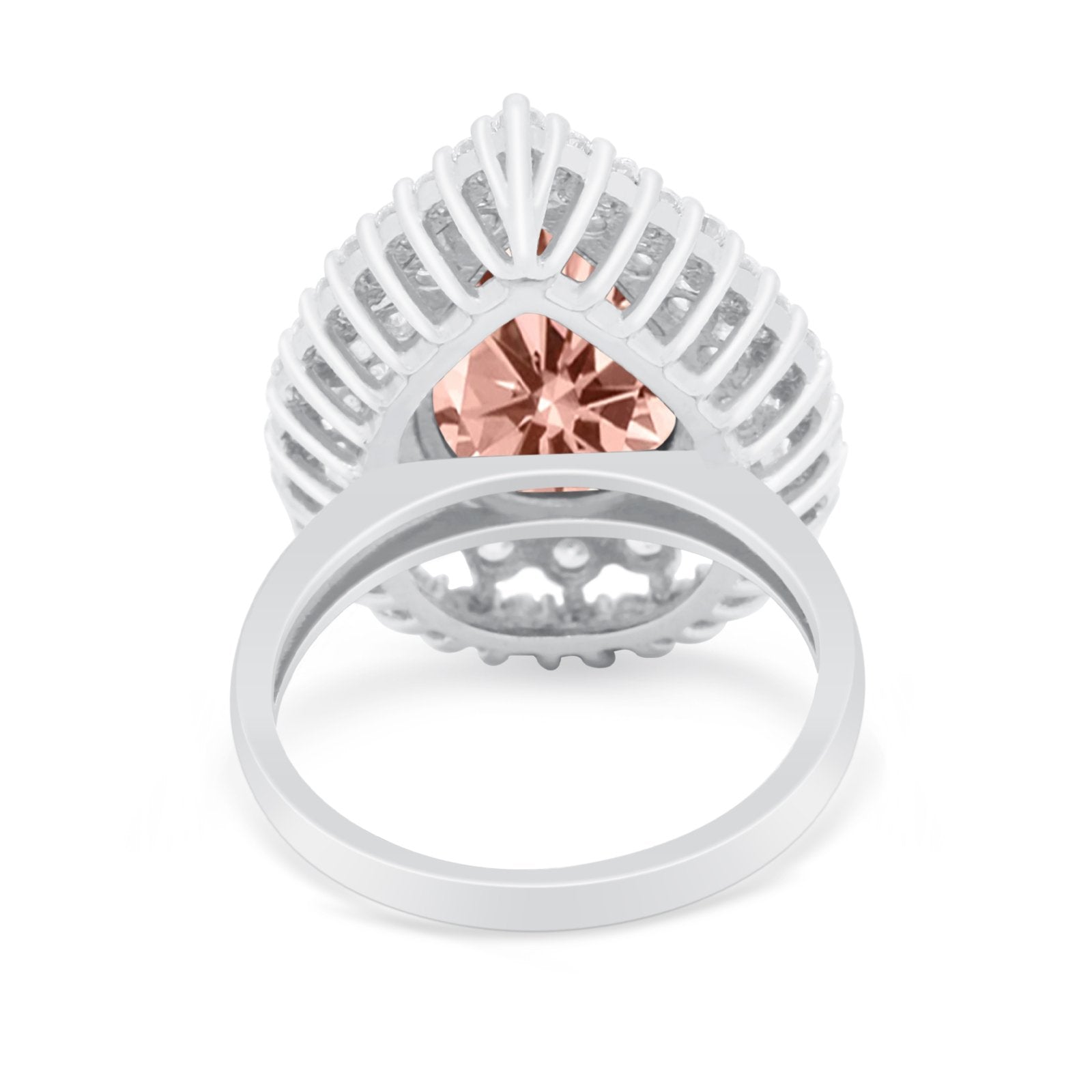 Teardrop Cocktail Ring Pear Round Cubic Zirconia 925 Sterling Silver