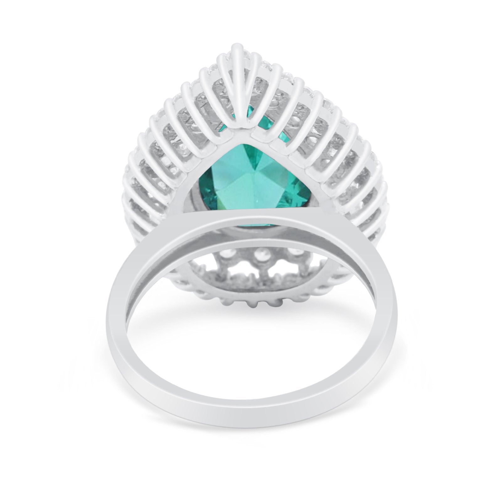 Teardrop Cocktail Ring Pear Round Cubic Zirconia 925 Sterling Silver