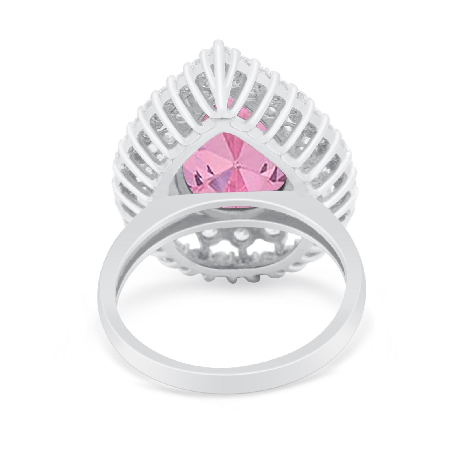Teardrop Cocktail Ring Pear Round Cubic Zirconia 925 Sterling Silver