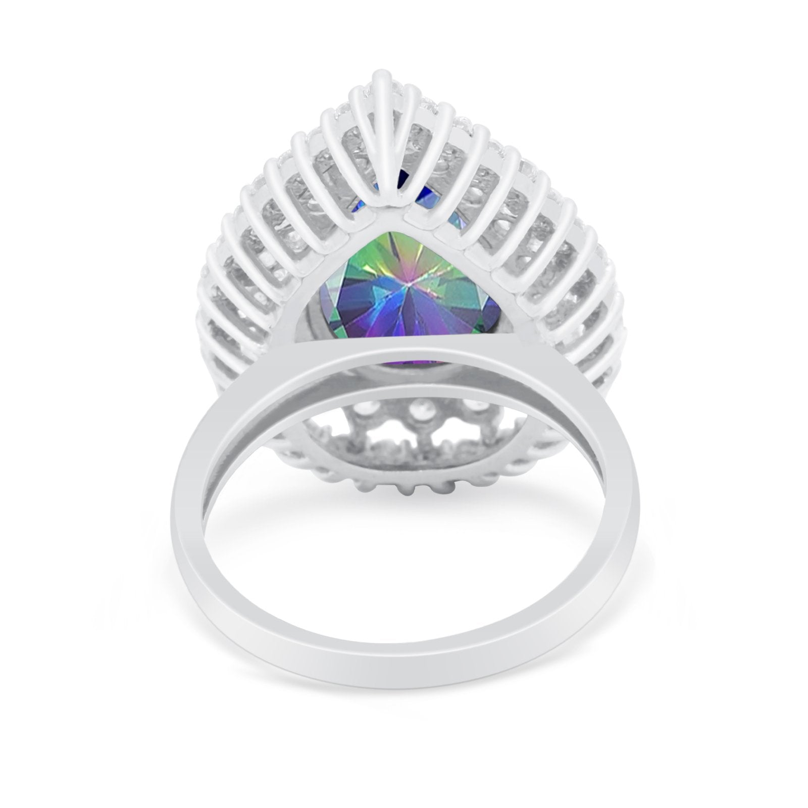 Teardrop Cocktail Ring Pear Round Cubic Zirconia 925 Sterling Silver
