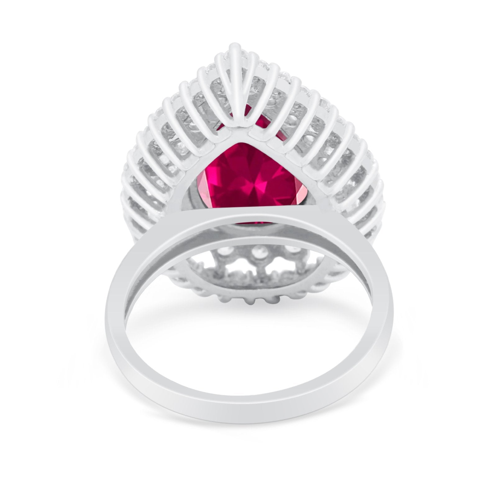 Teardrop Cocktail Ring Pear Round Cubic Zirconia 925 Sterling Silver
