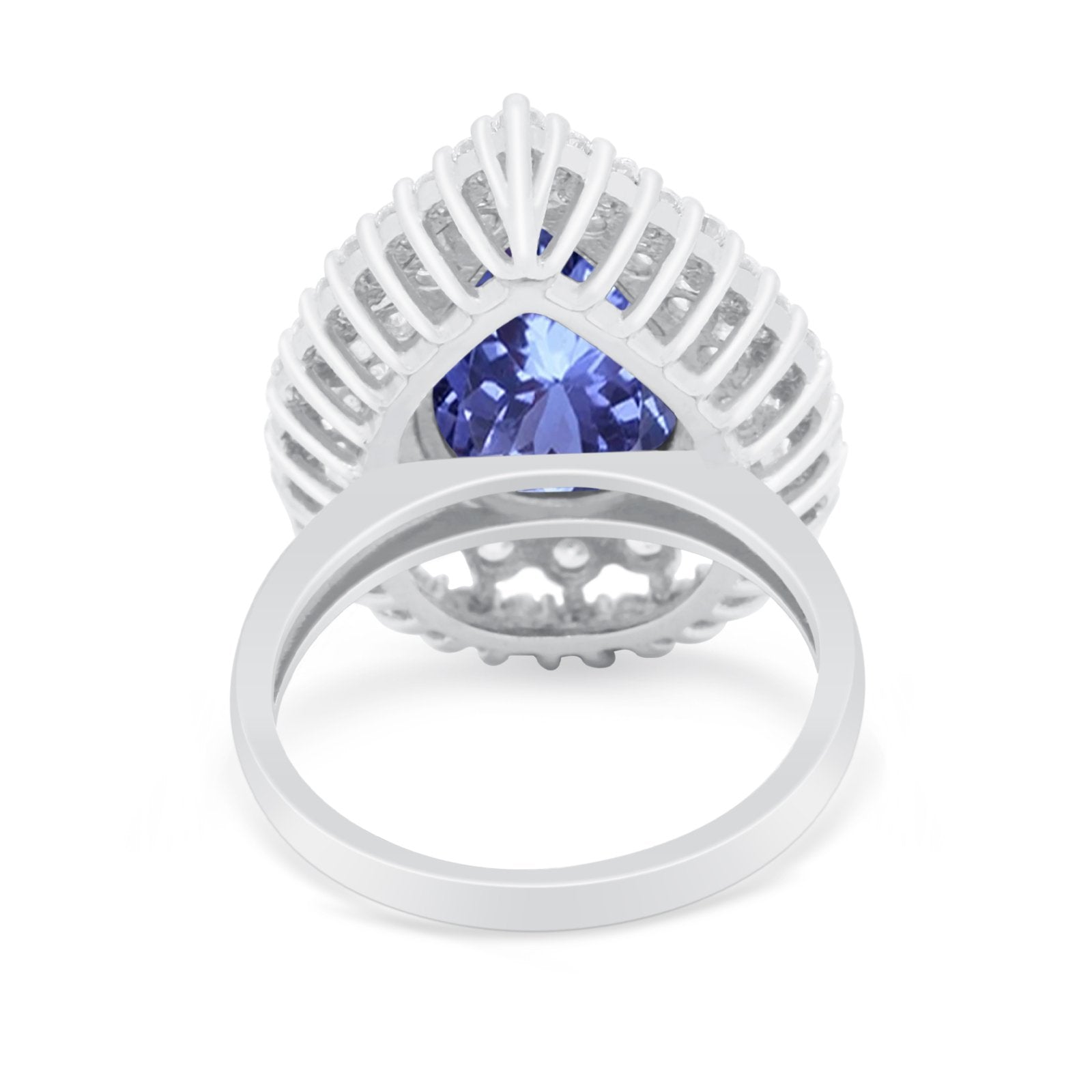 Teardrop Cocktail Ring Pear Round Cubic Zirconia 925 Sterling Silver