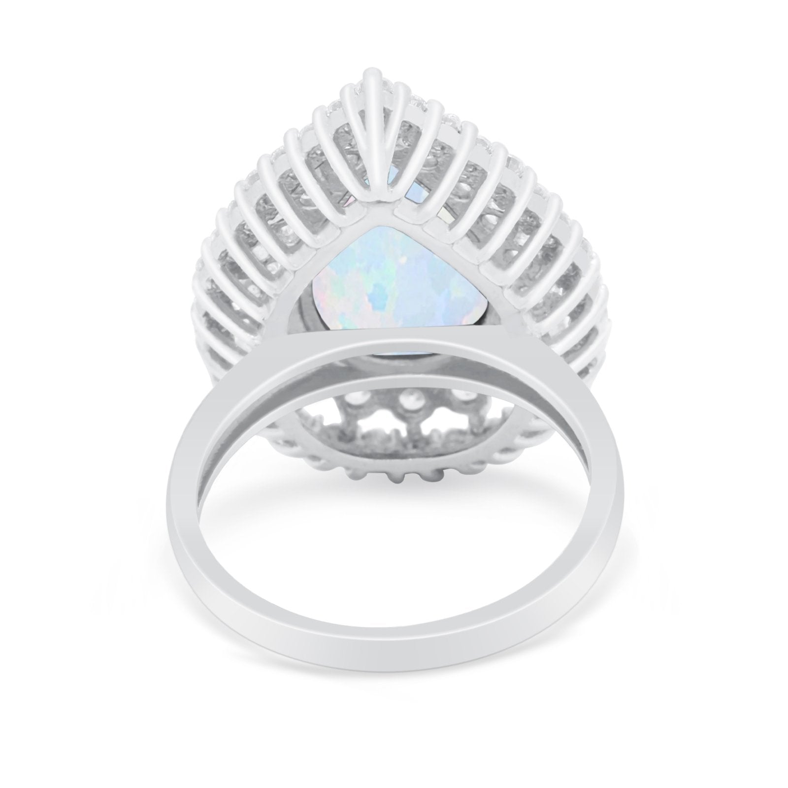 Teardrop Cocktail Ring Pear Round Cubic Zirconia 925 Sterling Silver