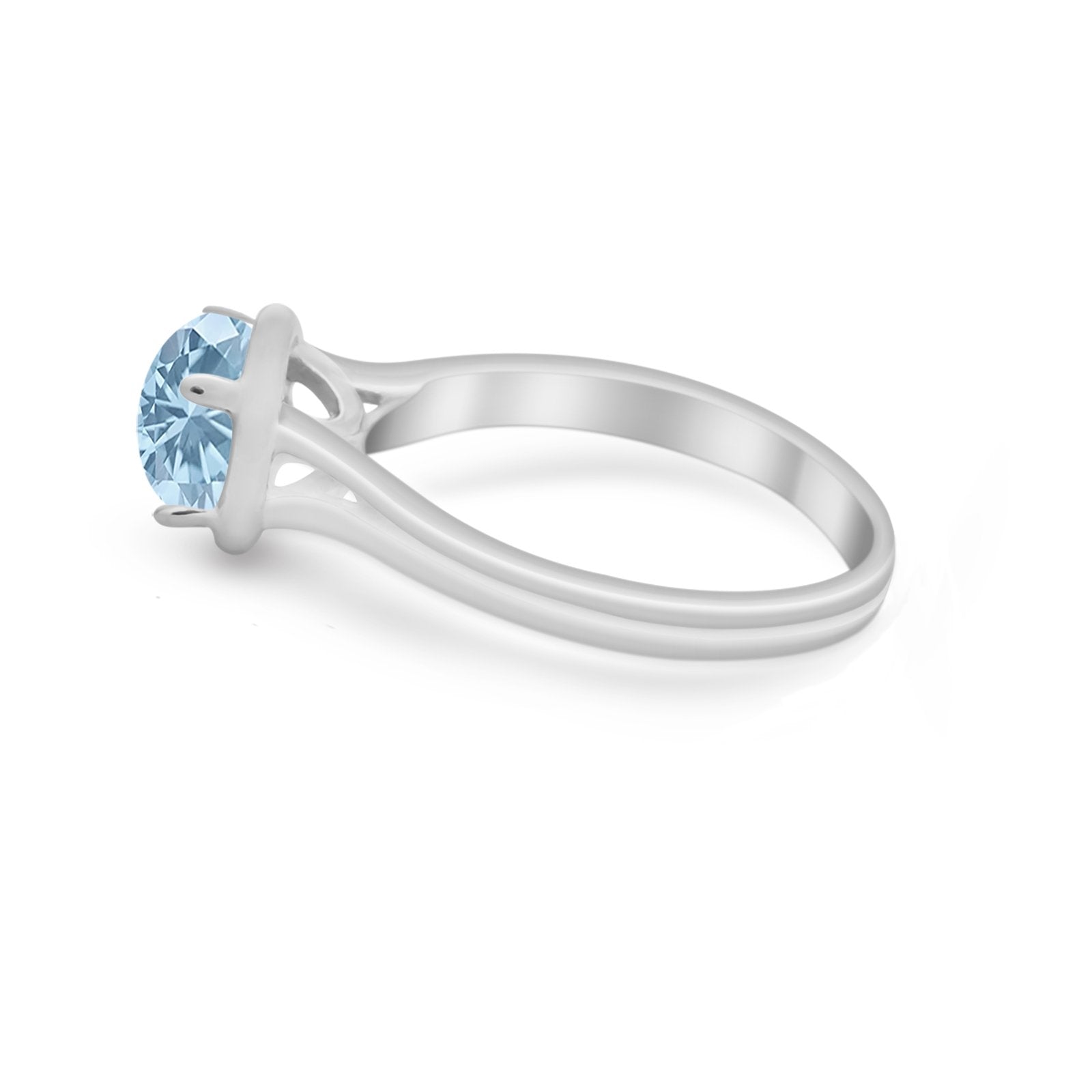 Solitaire Simulated Cubic Zirconia Wedding Ring Double Band 925 Sterling Silver