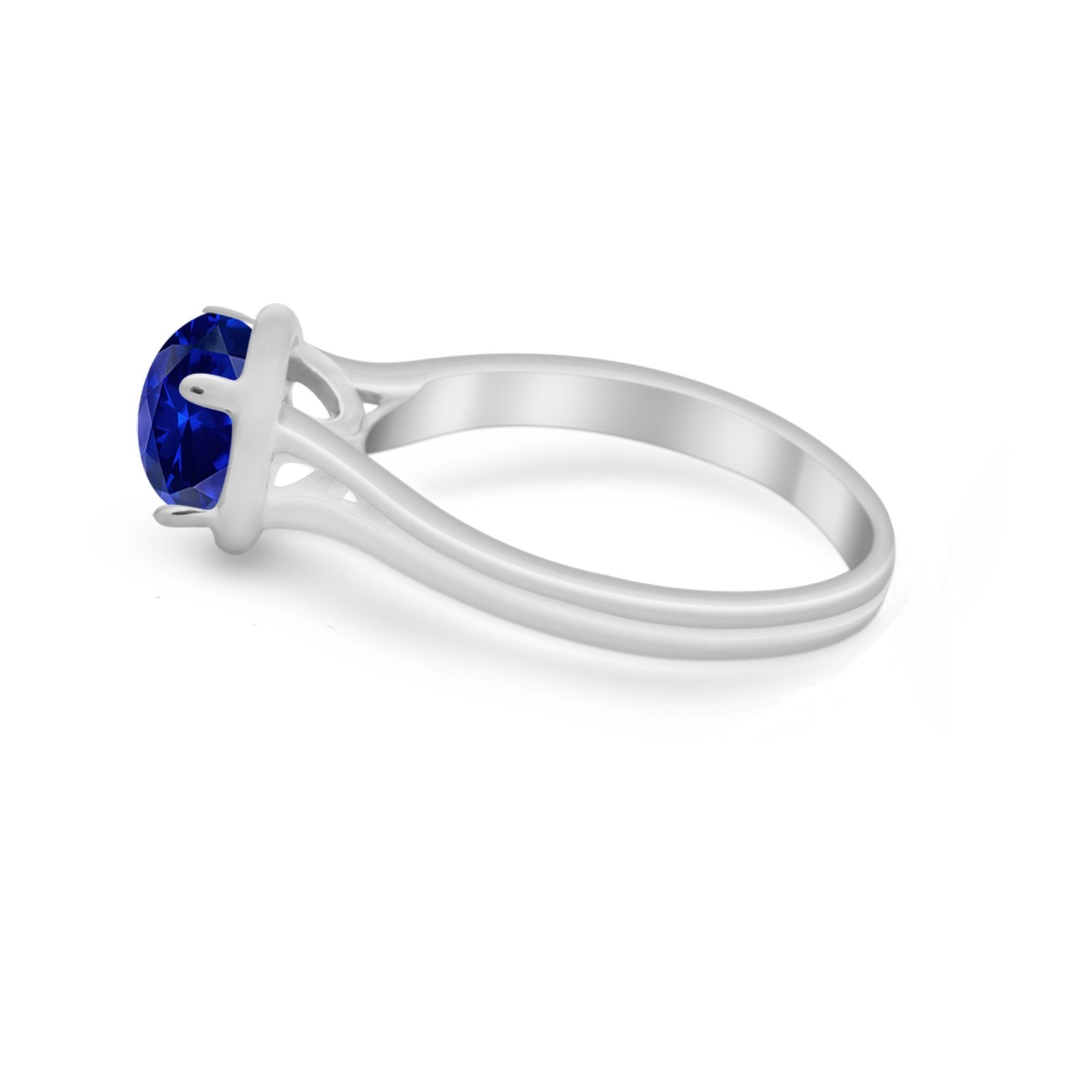 Solitaire Simulated Cubic Zirconia Wedding Ring Double Band 925 Sterling Silver
