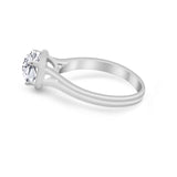Solitaire Simulated Cubic Zirconia Wedding Ring Double Band 925 Sterling Silver