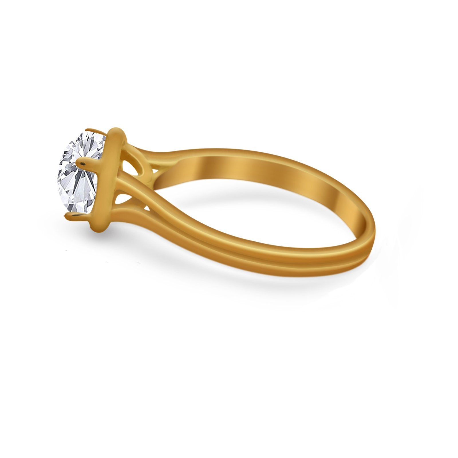 Solitaire Simulated Cubic Zirconia Wedding Ring Double Band 925 Sterling Silver