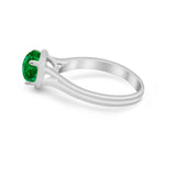 Solitaire Simulated Cubic Zirconia Wedding Ring Double Band 925 Sterling Silver