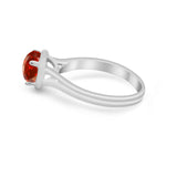 Solitaire Simulated Cubic Zirconia Wedding Ring Double Band 925 Sterling Silver