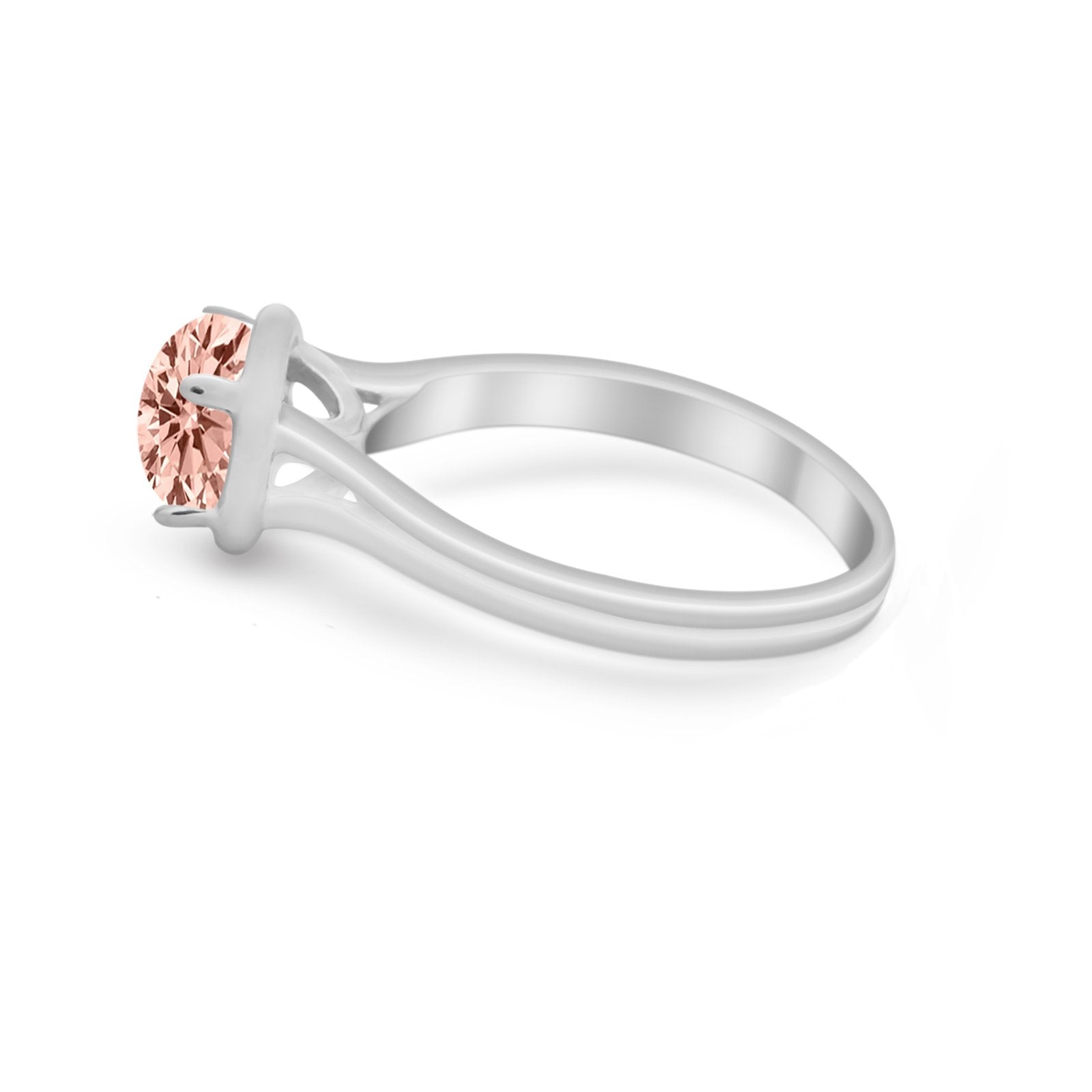 Solitaire Simulated Cubic Zirconia Wedding Ring Double Band 925 Sterling Silver