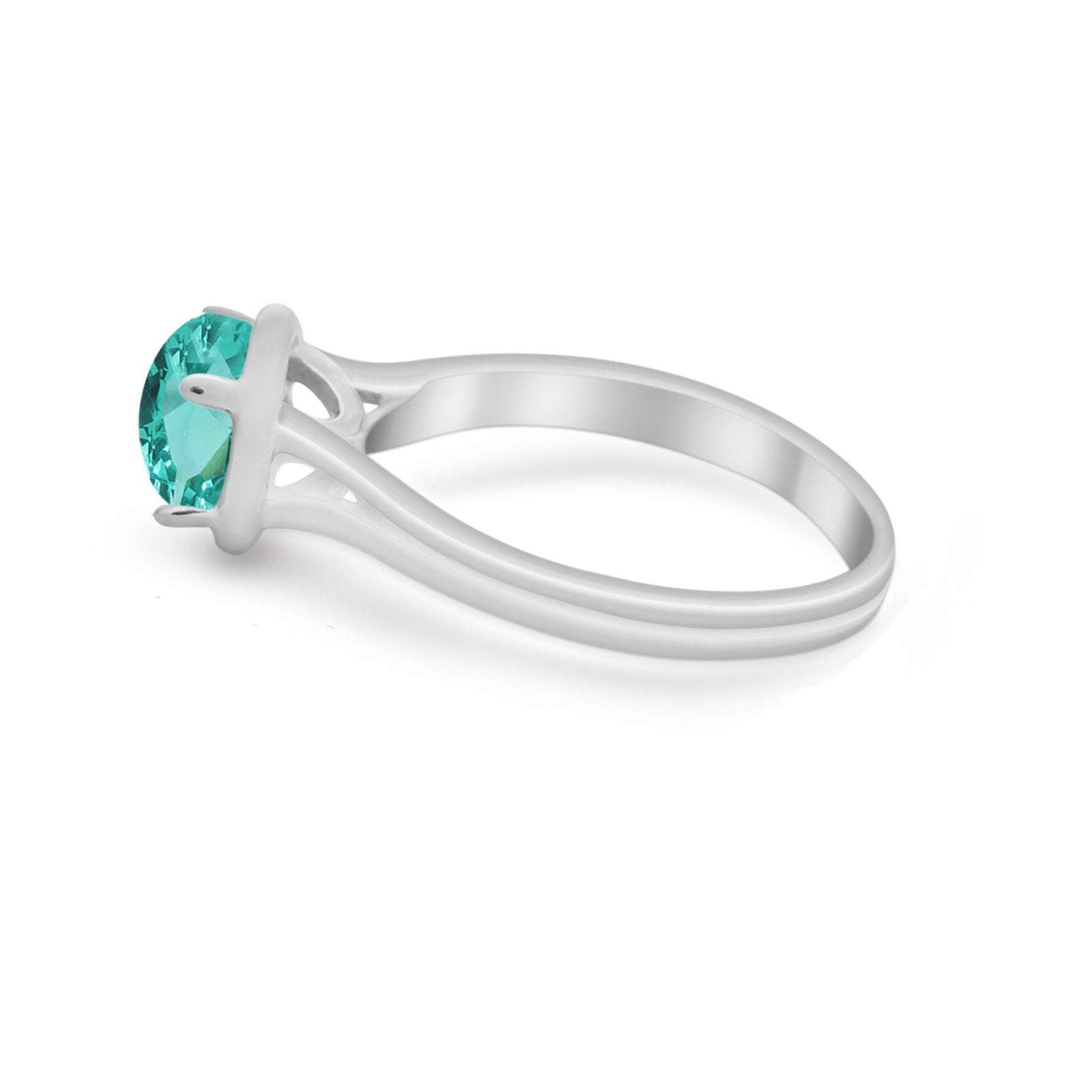 Solitaire Simulated Cubic Zirconia Wedding Ring Double Band 925 Sterling Silver