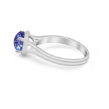 Solitaire Simulated Cubic Zirconia Wedding Ring Double Band 925 Sterling Silver