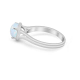 Solitaire Simulated Cubic Zirconia Wedding Ring Double Band 925 Sterling Silver