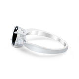 Three Stone Wedding Ring Round Simulated Cubic Zirconia 925 Sterling Silver