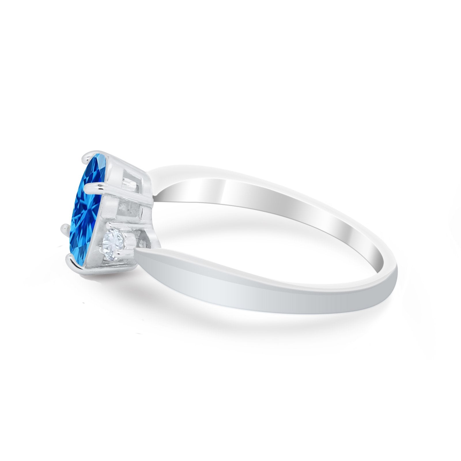 Three Stone Wedding Ring Round Simulated Cubic Zirconia 925 Sterling Silver