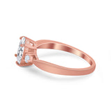 Three Stone Wedding Ring Round Simulated Cubic Zirconia 925 Sterling Silver