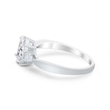Three Stone Wedding Ring Round Simulated Cubic Zirconia 925 Sterling Silver