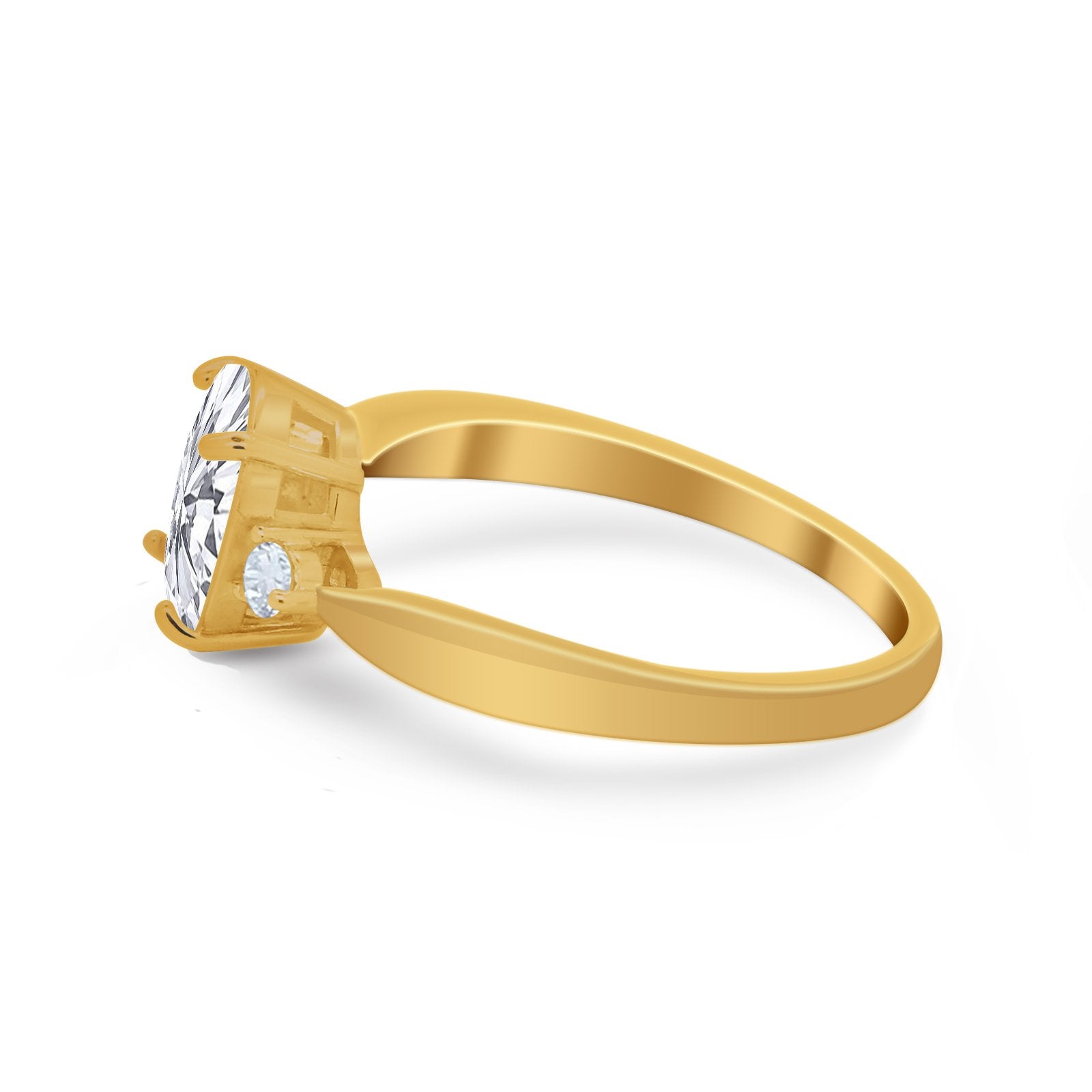 Three Stone Wedding Ring Round Simulated Cubic Zirconia 925 Sterling Silver