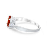 Three Stone Wedding Ring Round Simulated Cubic Zirconia 925 Sterling Silver