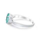 Three Stone Wedding Ring Round Simulated Cubic Zirconia 925 Sterling Silver