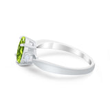Three Stone Wedding Ring Round Simulated Cubic Zirconia 925 Sterling Silver