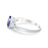 Three Stone Wedding Ring Round Simulated Cubic Zirconia 925 Sterling Silver