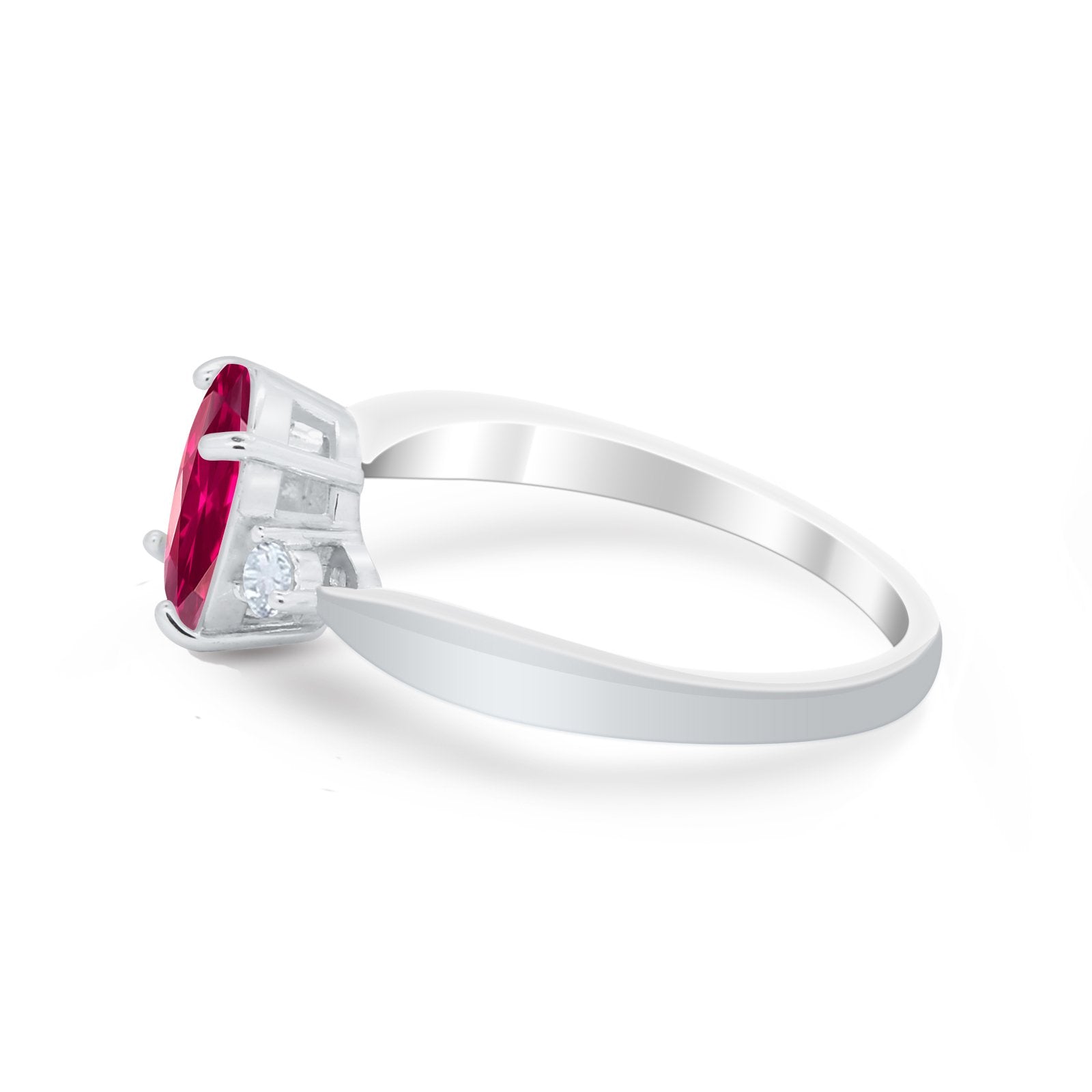 Three Stone Wedding Ring Round Simulated Cubic Zirconia 925 Sterling Silver