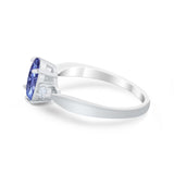 Three Stone Wedding Ring Round Simulated Cubic Zirconia 925 Sterling Silver