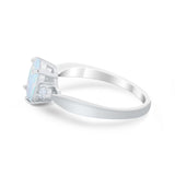 Three Stone Wedding Ring Round Simulated Cubic Zirconia 925 Sterling Silver