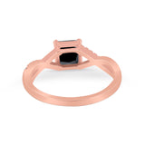Princess Cut Wedding Ring Round Simulated Cubic Zirconia 925 Sterling Silver
