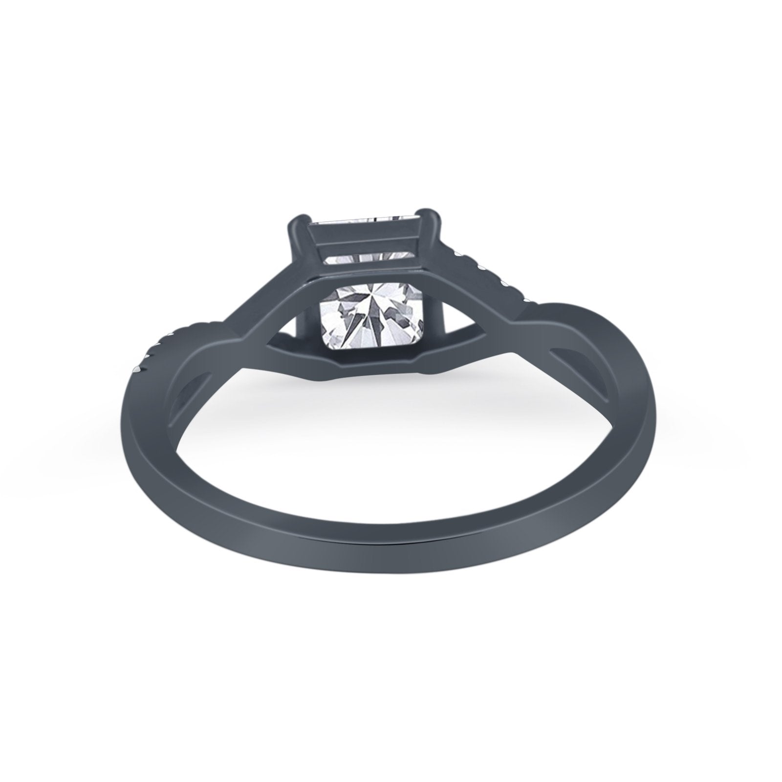 Princess Cut Wedding Ring Round Simulated Cubic Zirconia 925 Sterling Silver