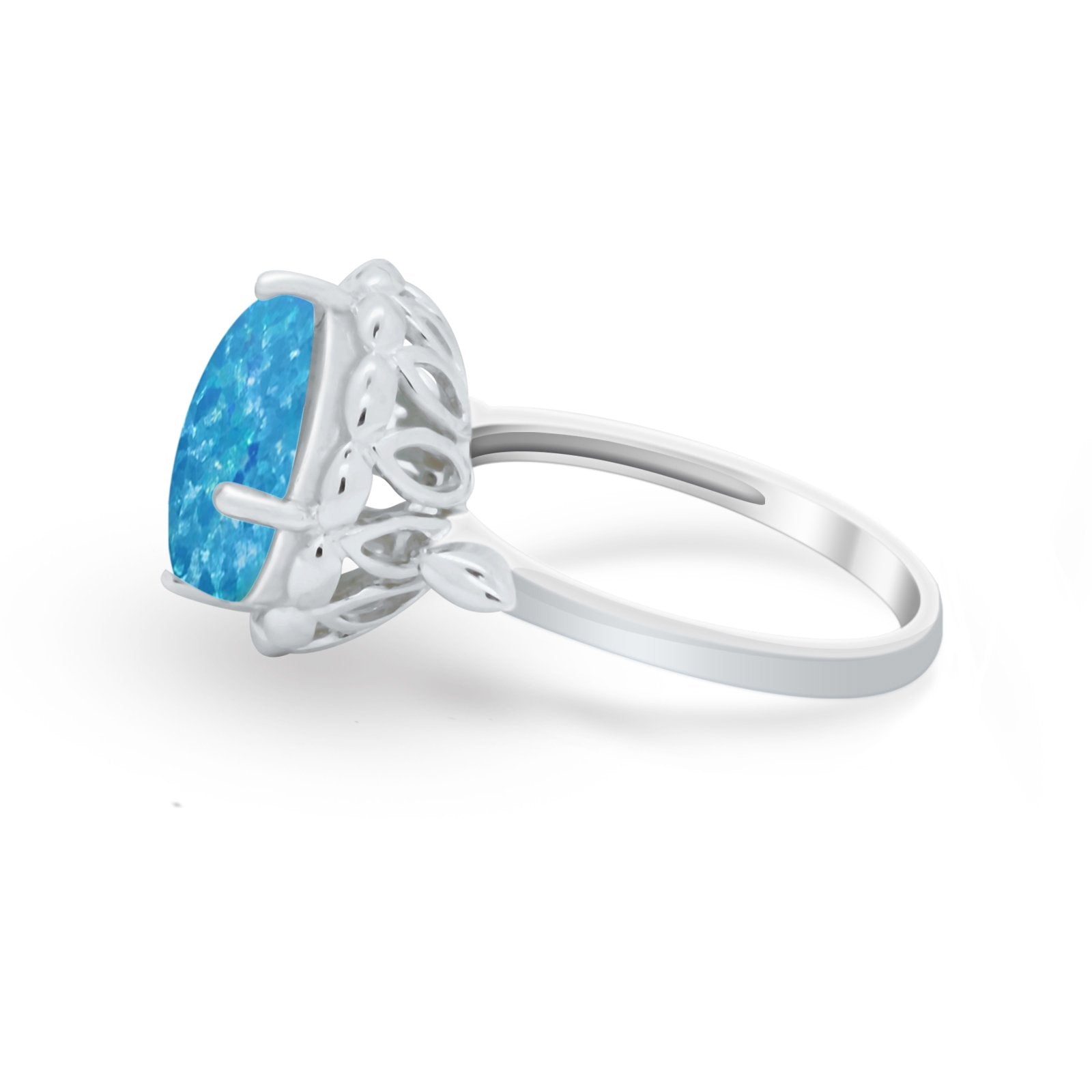 Large Stone Cocktail Ring Art Deco Simulated Cubic Zirconia 925 Sterling Silver