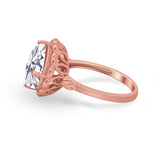 Large Stone Cocktail Ring Art Deco Simulated Cubic Zirconia 925 Sterling Silver