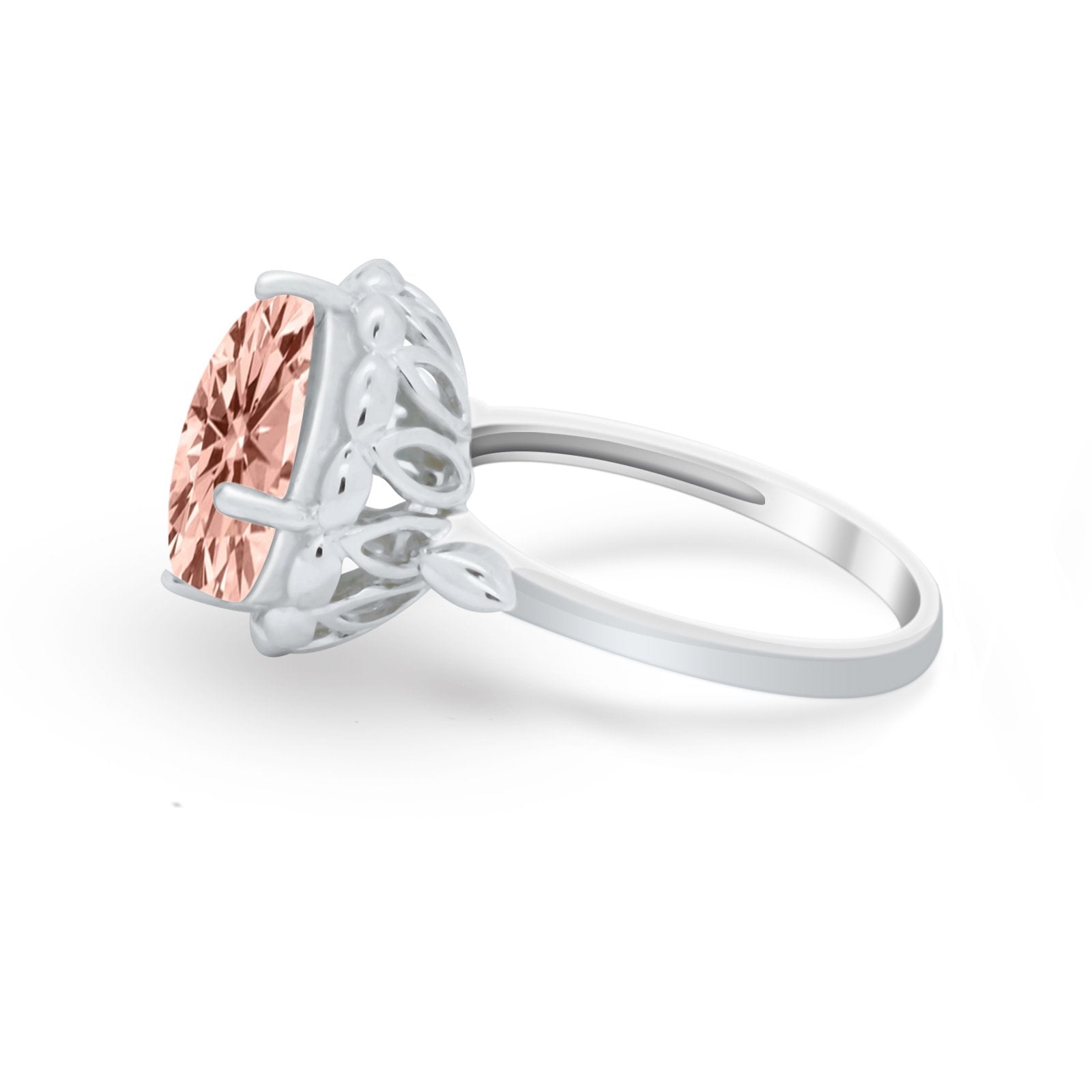 Large Stone Cocktail Ring Art Deco Simulated Cubic Zirconia 925 Sterling Silver