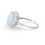 Large Stone Cocktail Ring Art Deco Simulated Cubic Zirconia 925 Sterling Silver