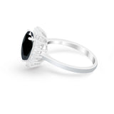 Floral Oval Wedding Ring Round Simulated Cubic Zirconia 925 Sterling Silver