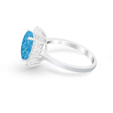 Floral Oval Wedding Ring Round Simulated Cubic Zirconia 925 Sterling Silver