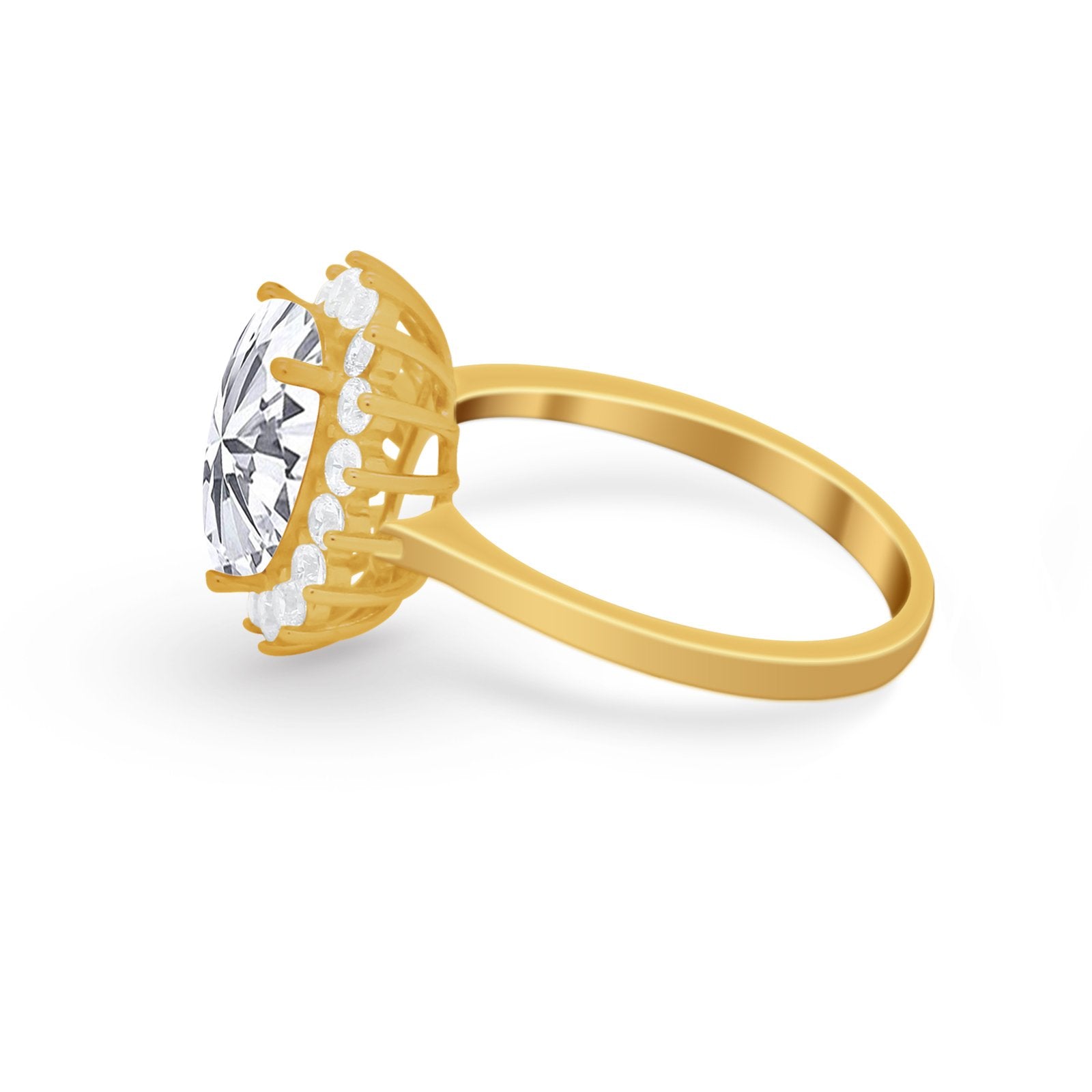 Floral Oval Wedding Ring Round Simulated Cubic Zirconia 925 Sterling Silver