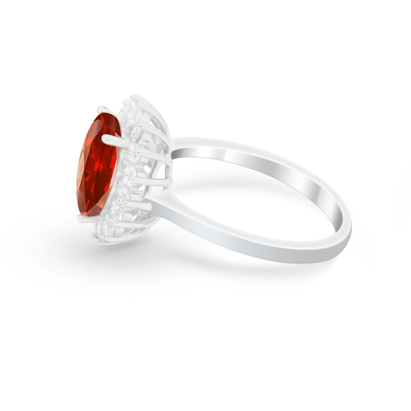 Floral Oval Wedding Ring Round Simulated Cubic Zirconia 925 Sterling Silver