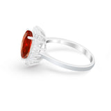 Floral Oval Wedding Ring Round Simulated Cubic Zirconia 925 Sterling Silver