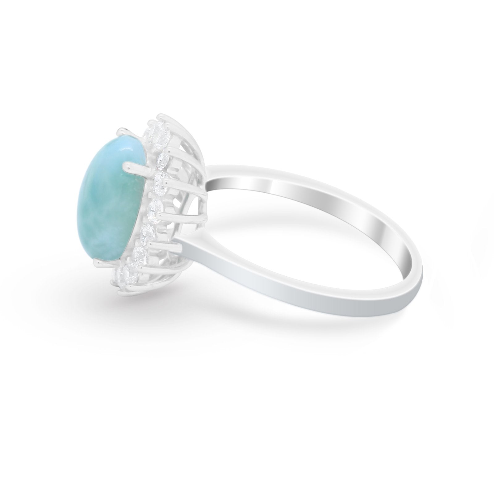 Floral Oval Wedding Ring Round Simulated Cubic Zirconia 925 Sterling Silver