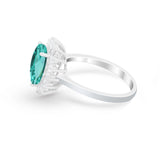 Floral Oval Wedding Ring Round Simulated Cubic Zirconia 925 Sterling Silver