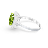 Floral Oval Wedding Ring Round Simulated Cubic Zirconia 925 Sterling Silver
