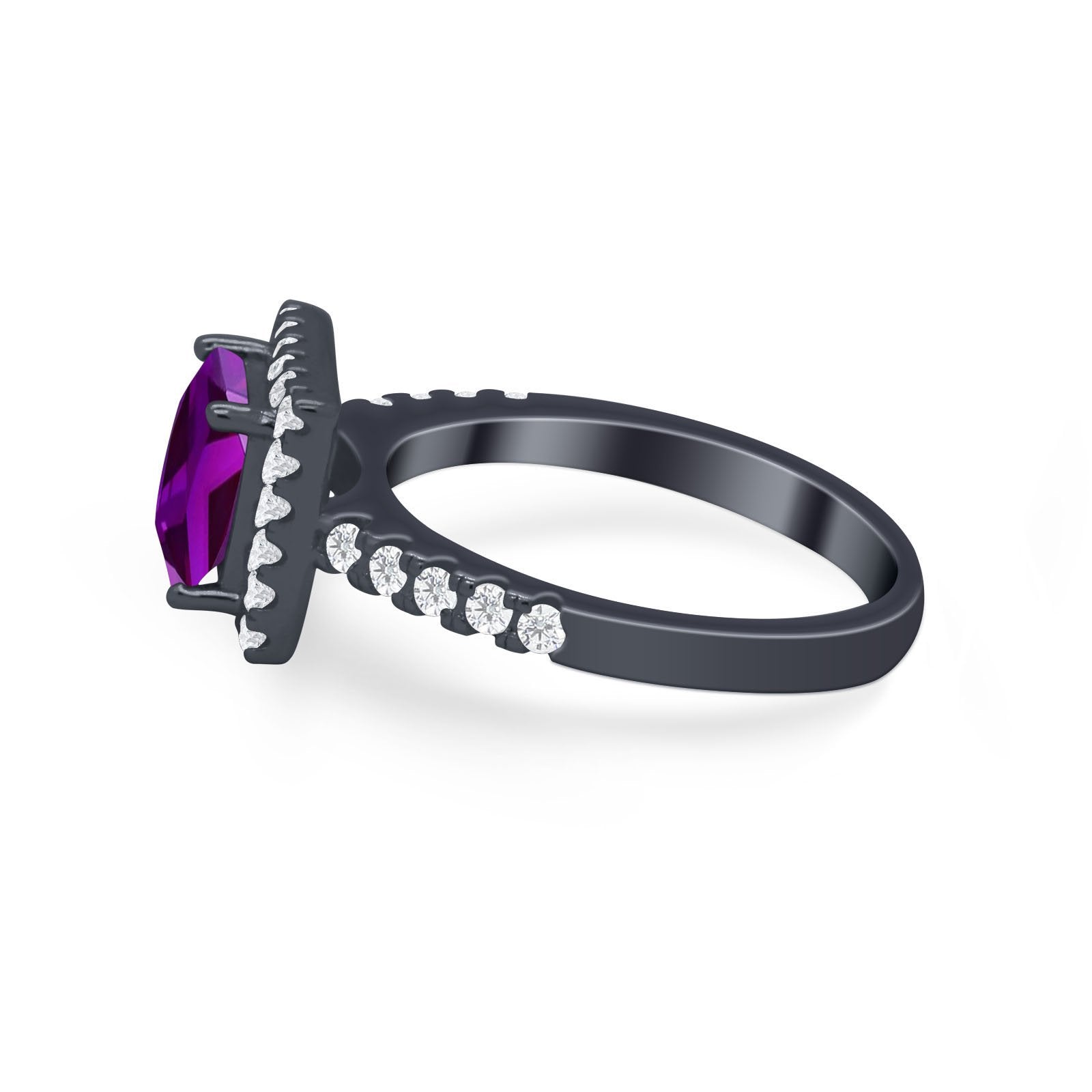 Halo Princess Cut Wedding Ring Simulated Cubic Zirconia 925 Sterling Silver