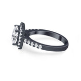Halo Princess Cut Wedding Ring Simulated Cubic Zirconia 925 Sterling Silver