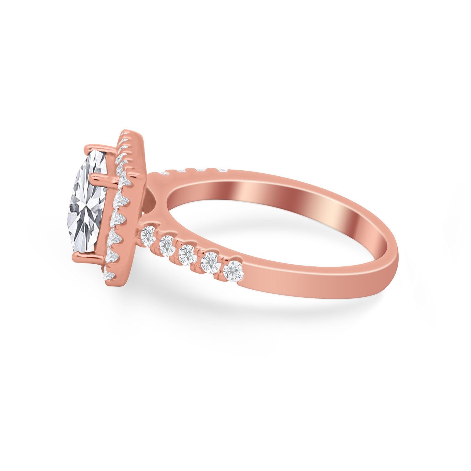 Halo Princess Cut Wedding Ring Simulated Cubic Zirconia 925 Sterling Silver