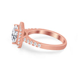 Halo Princess Cut Wedding Ring Simulated Cubic Zirconia 925 Sterling Silver