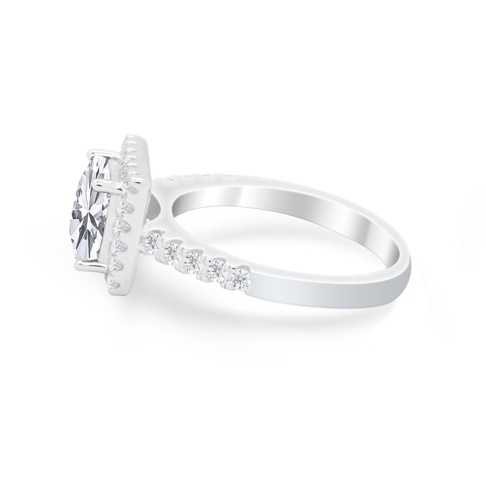 Halo Princess Cut Wedding Ring Simulated Cubic Zirconia 925 Sterling Silver