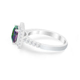 Halo Princess Cut Wedding Ring Simulated Cubic Zirconia 925 Sterling Silver