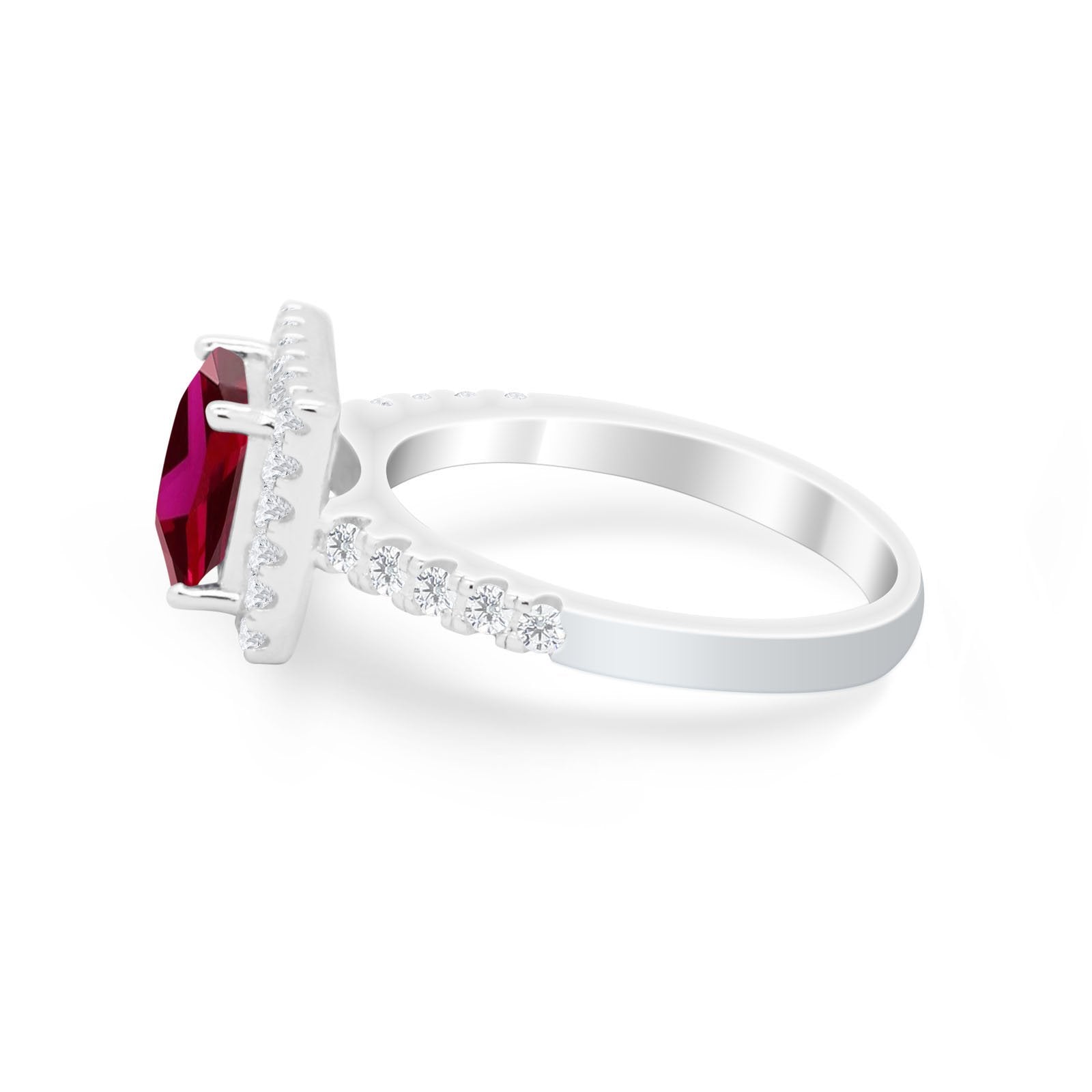Halo Princess Cut Wedding Ring Simulated Cubic Zirconia 925 Sterling Silver